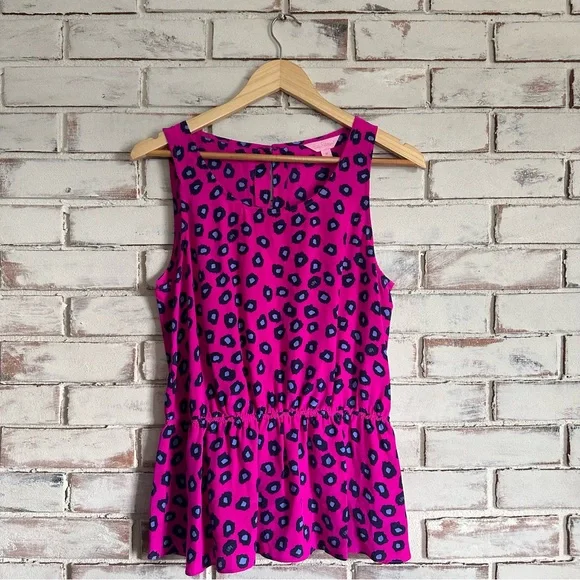 Lilly Pulitzer Pink Leopard Prink Silk Dune Tank Top Size medium - Picture 1 of 6